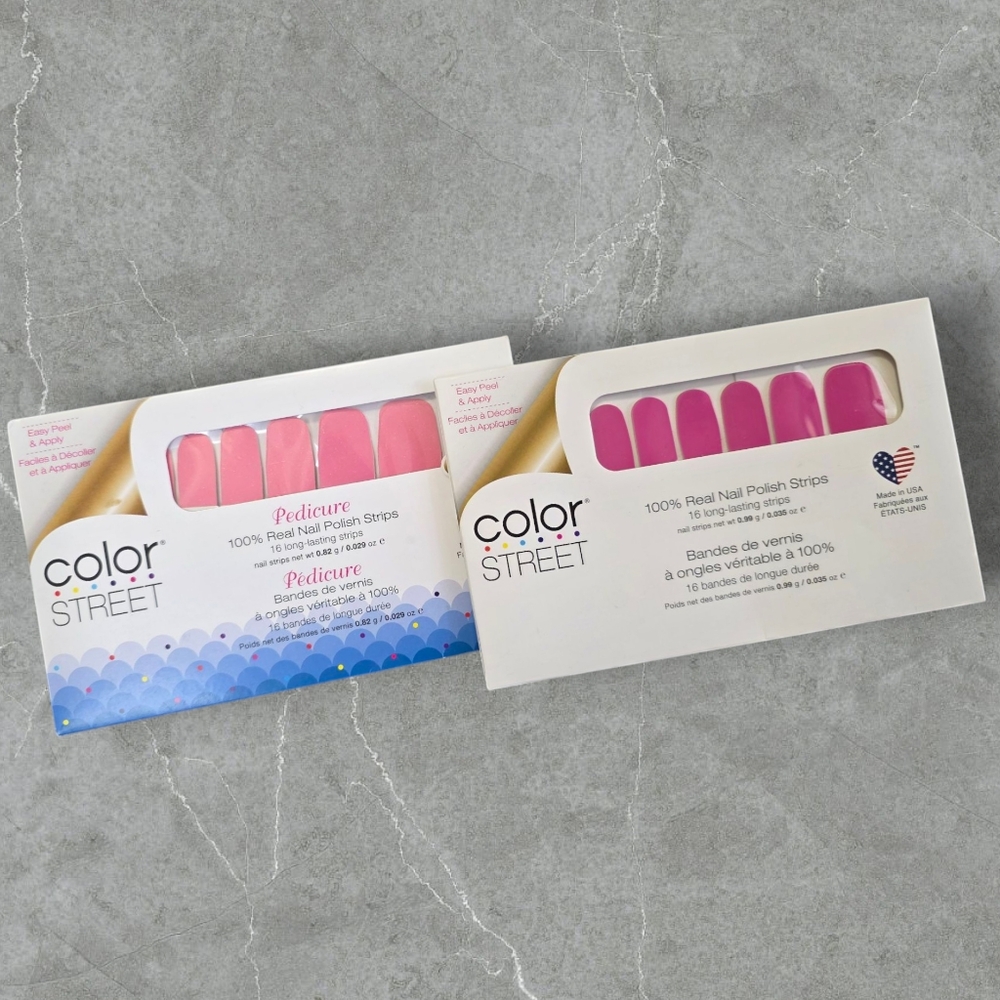 Color Street Pink Nail Polish Strips- 2 Sets  1 Mani & 1 Pedi.